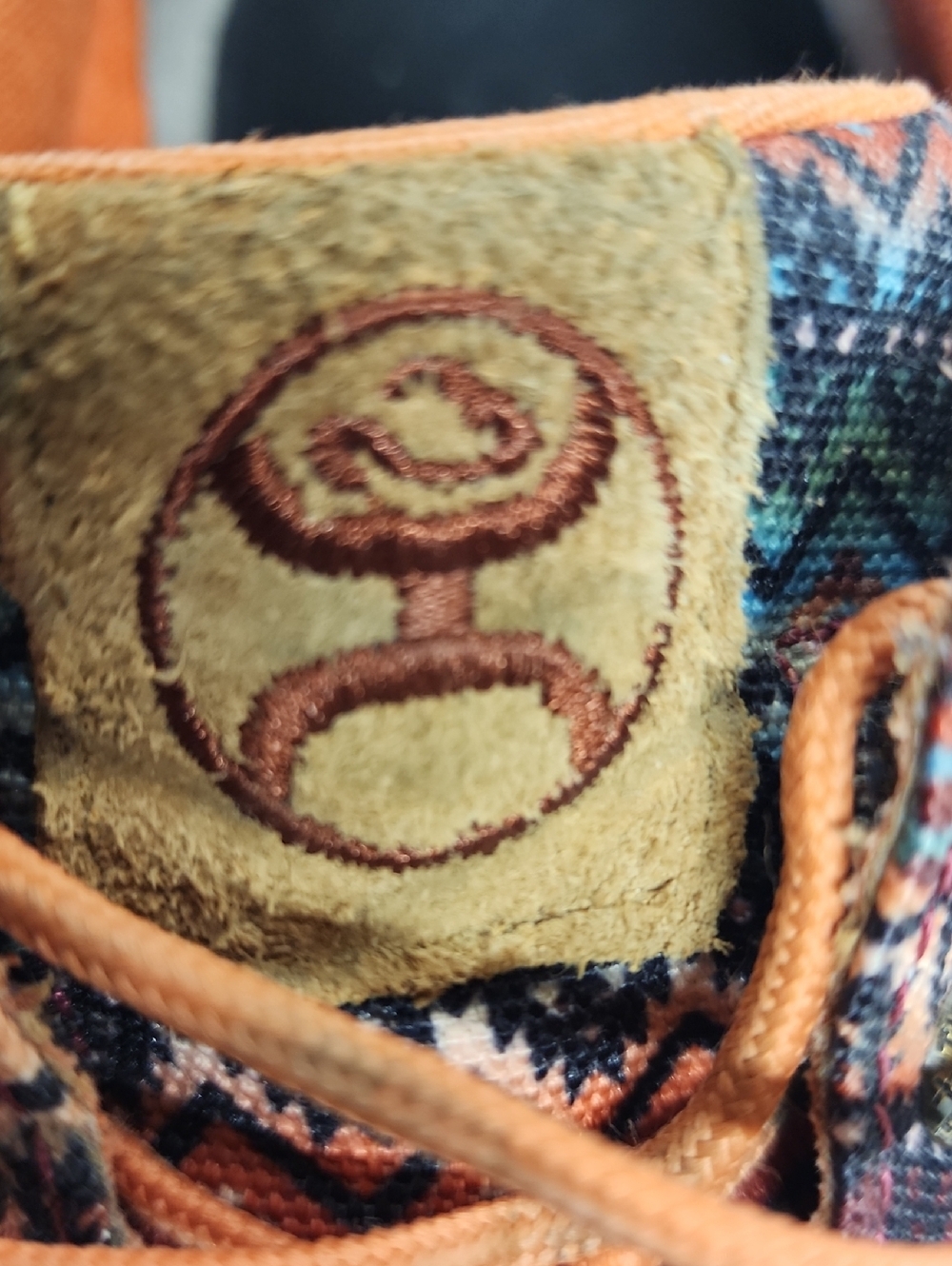 Twisted X Hooey Aztec-Pattern Canvas Sneakers - Orange/Blue Size 8.5M - Picture 9 of 13